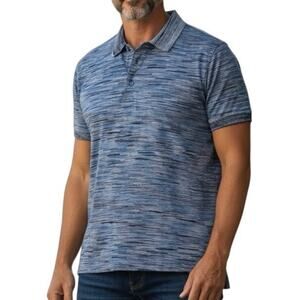 Robert Graham Marled Blue‎ Grey Striped Space Dyed Polo - Large